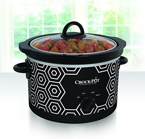 Crock-Pot 4.5 Quart Portable Slow Cooker – Black & White 7mr7yv