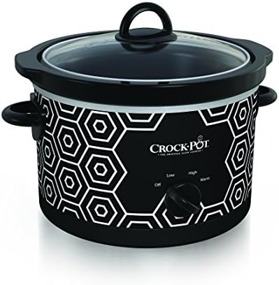 Crock-Pot 4.5 Quart Portable Slow Cooker – Black & White 7mr7yv