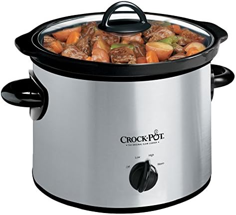 Crock-Pot 3 Quart Manual Slow Cooker – Silver j8r5cg